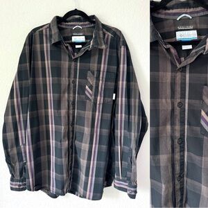 Columbia Omni-Wick Shirt Men XL Plaid Button‎ Up Cotton Nylon Outdoor Hiking